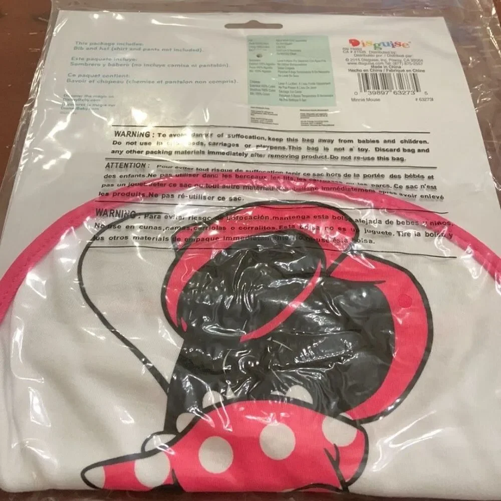 Disney baby Minnie Mouse Bib and  Hat size 0+ New